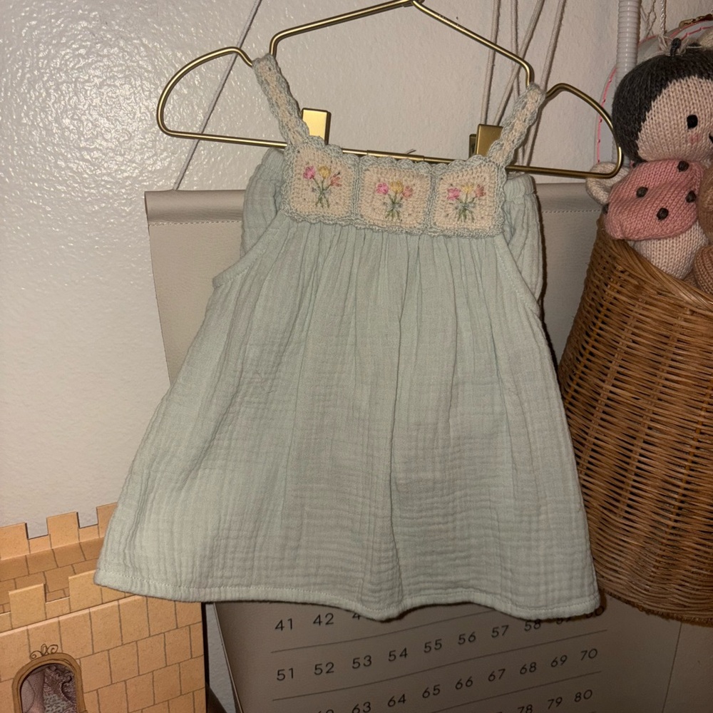 Baby Girls' Pastel Green Crochet-Trim Dress  wild Wawa